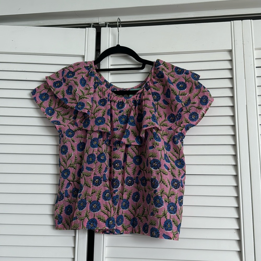NWOT Lulaland Girls’ Floral Print Ruffled Blouse